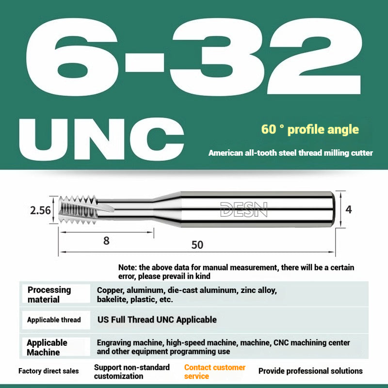 1115-65° high hard tungsten carbide thread milling cutter Long tooth full tooth alloy American thread milling cutter UNC UNF aluminum stainless steel Shandong Denso Pricision Tools Co.,Ltd.